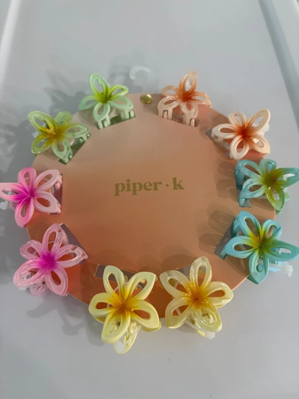 Piper Pastel Flower Clip Set in Pink, Yellow, Green, Blue & Peach